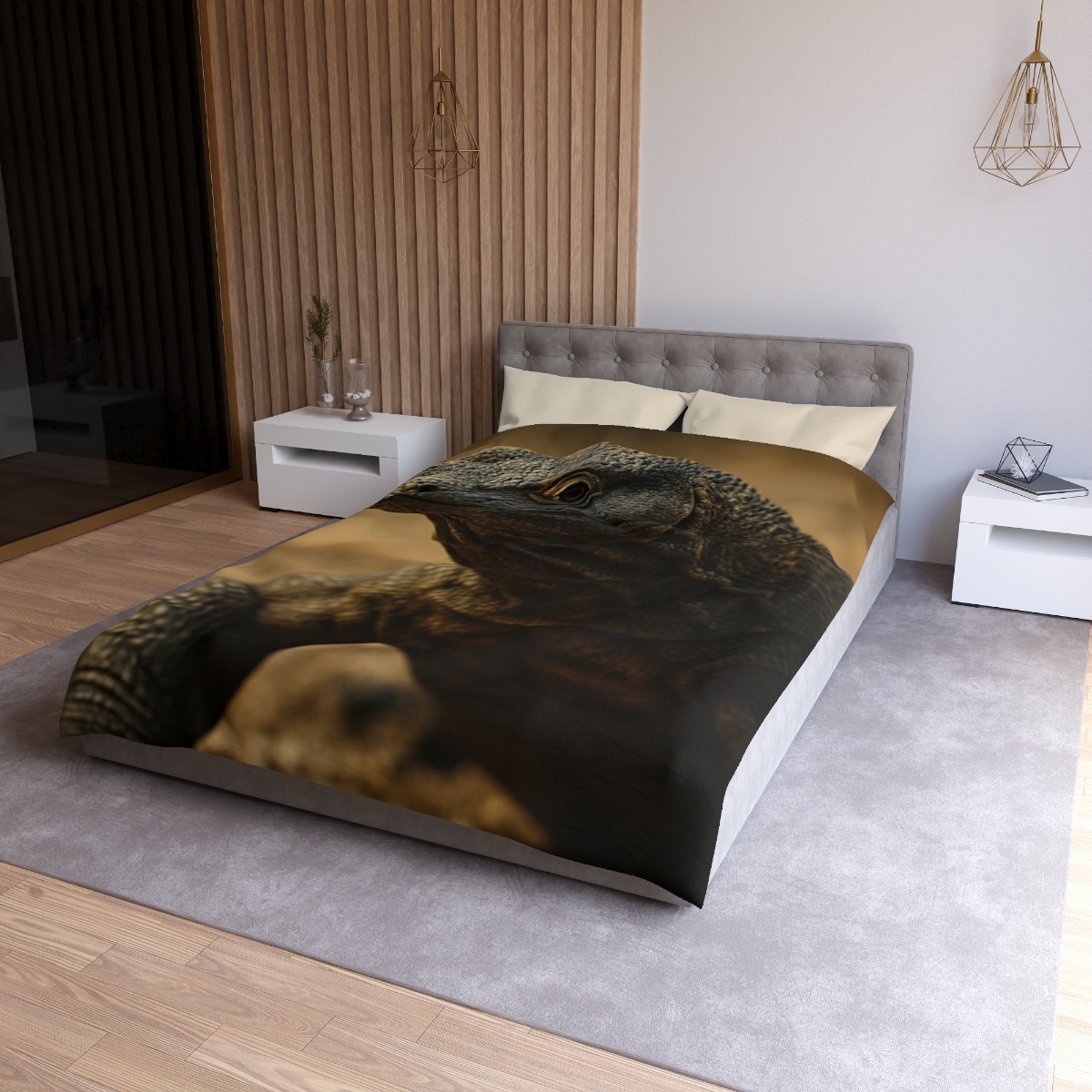 Ancient Sentinel Komodo Dragon designer printed duvets