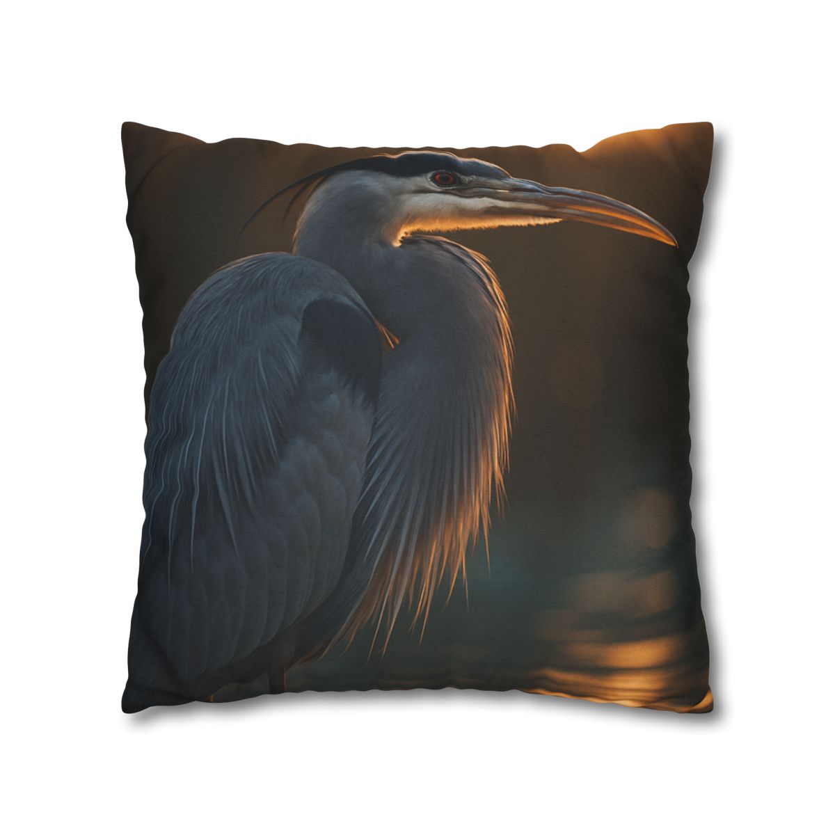 Moonlit Sentinel Great Blue Heron stylish decorative pillowcases
