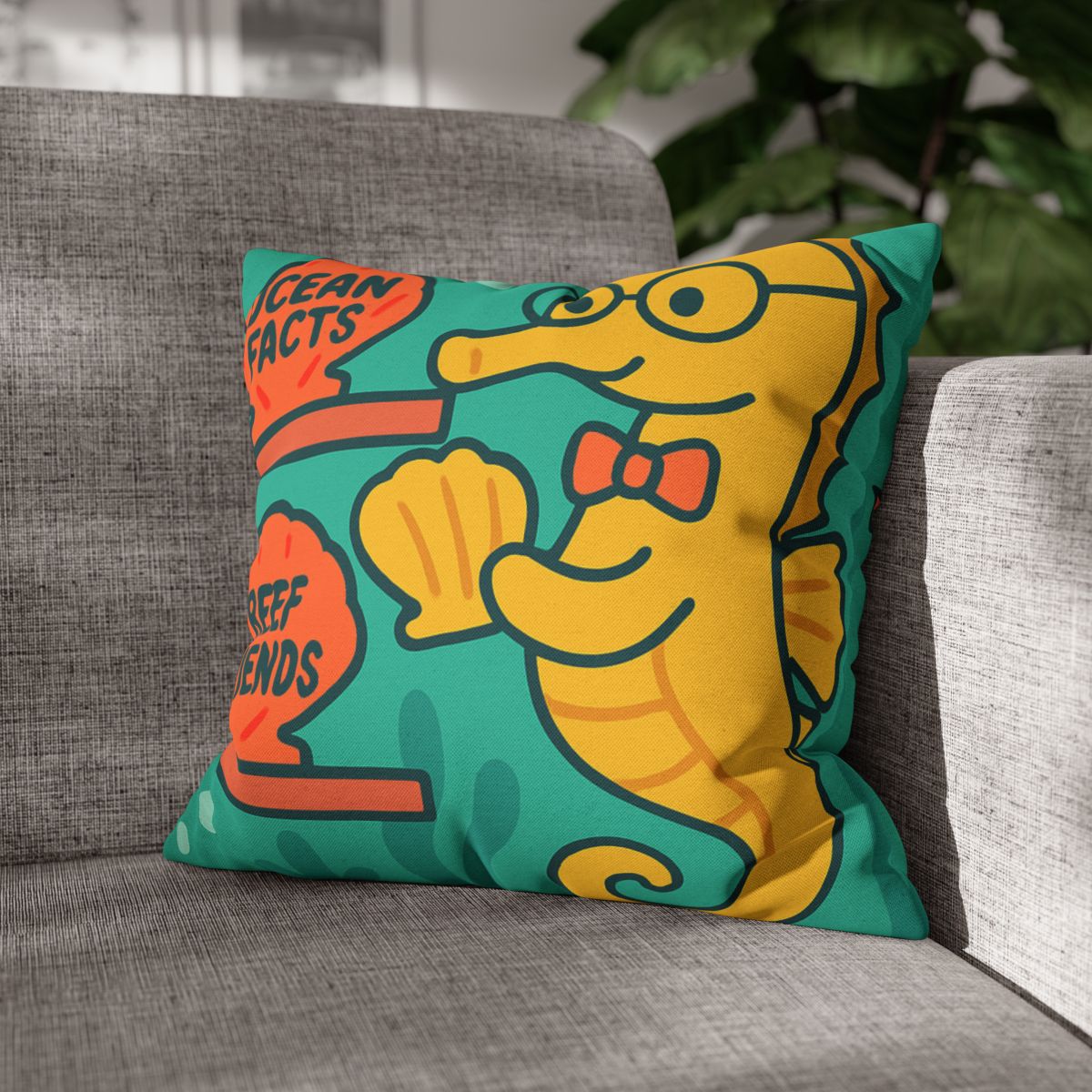 Underwater Library Of The Seahorse Librarian stylish decorative pillowcases