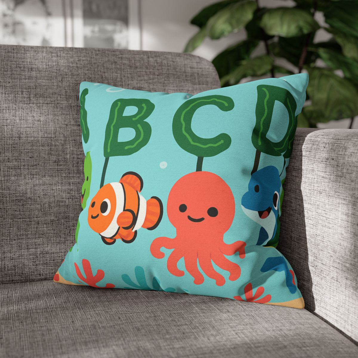 Coral Reef Alphabet Parade soft cotton pillow cases