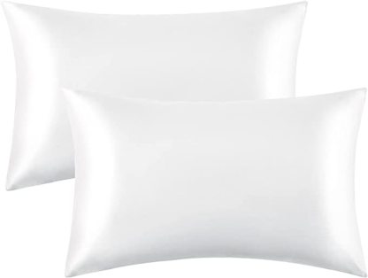 Set Of 2 Satin Silk Pillowcases For Hair And Skin With Envelope Closure