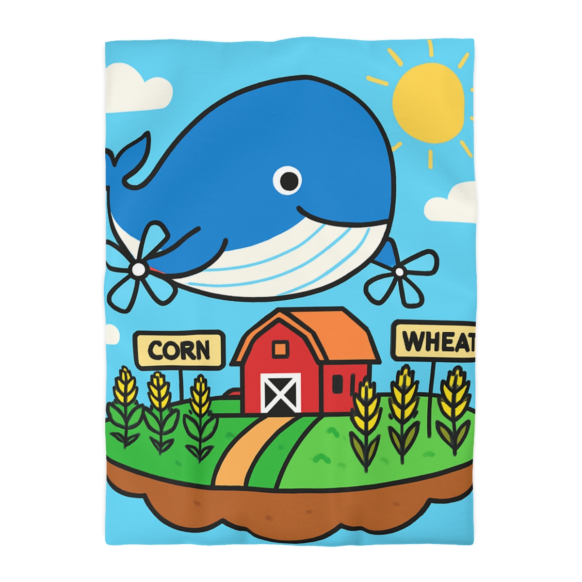 Windmill Whale Above The Floating Farm designer printed duvets