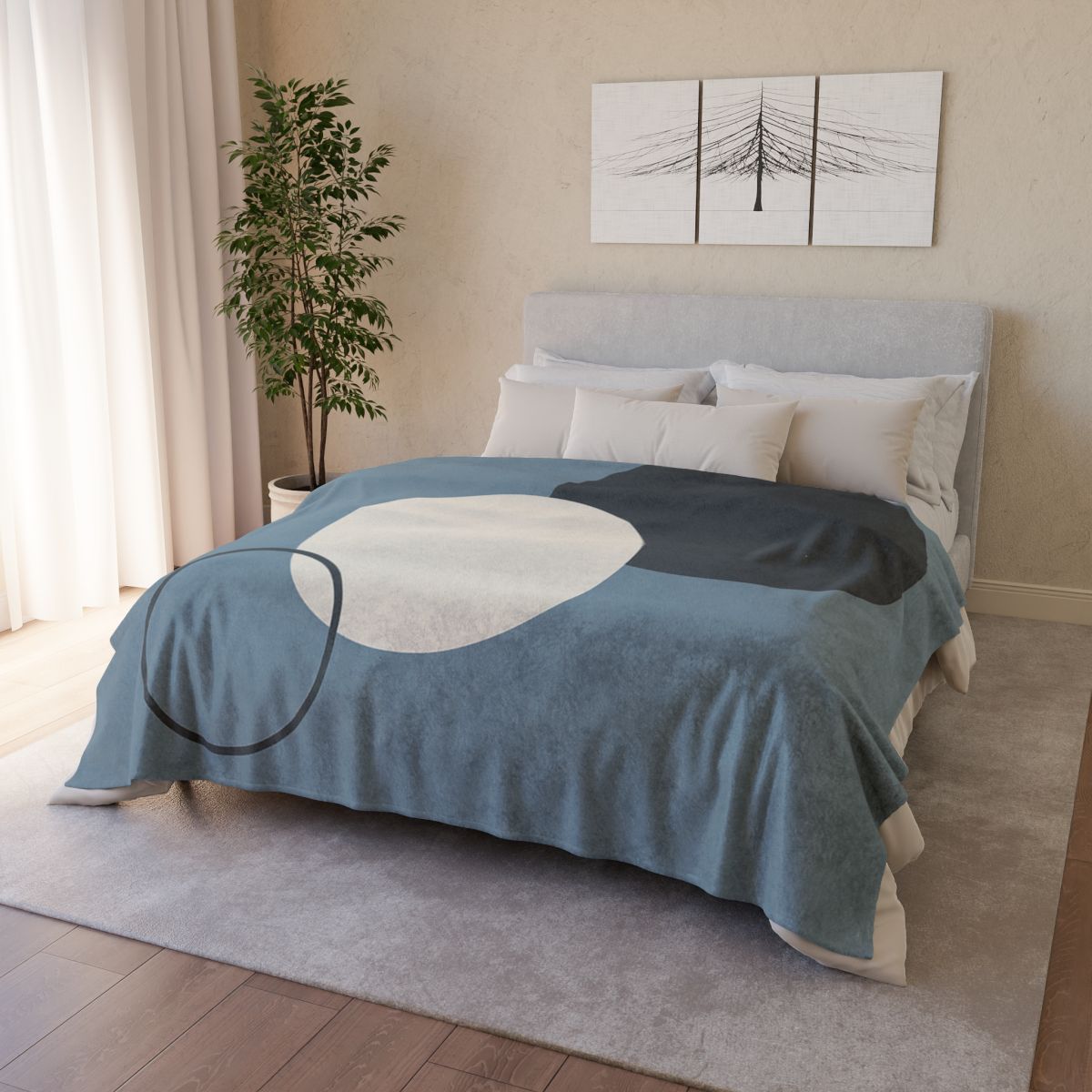 Staggered Circle Trio designer printed blankets