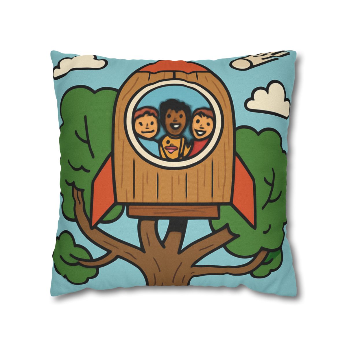 Time Traveling Treehouse Rocket stylish decorative pillowcases