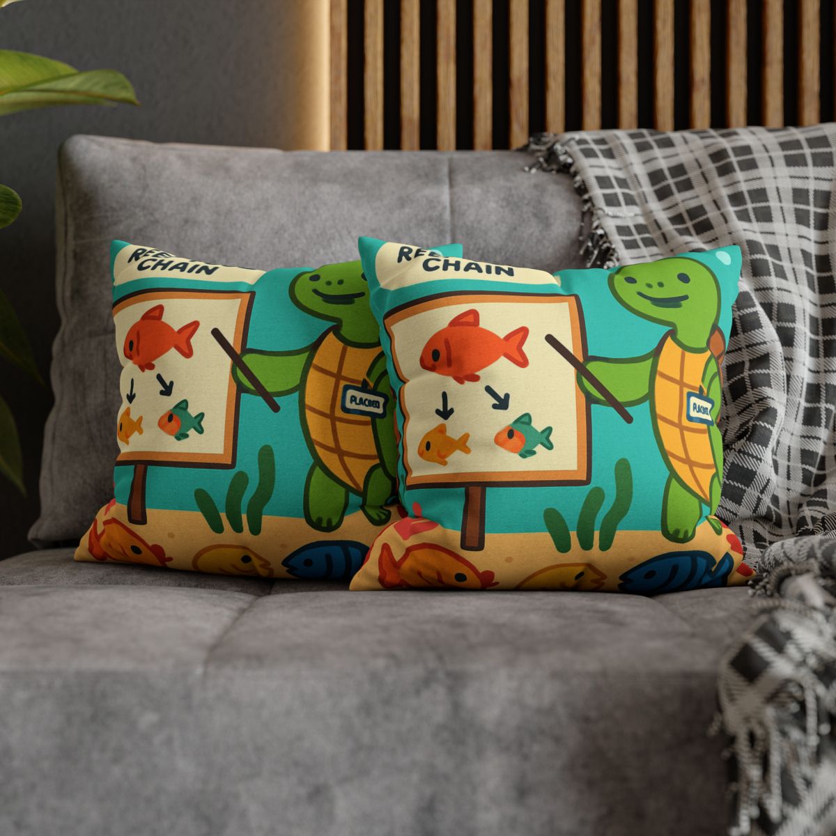 Coral Classroom Sea Turtle Guide trendy patterned pillow cases