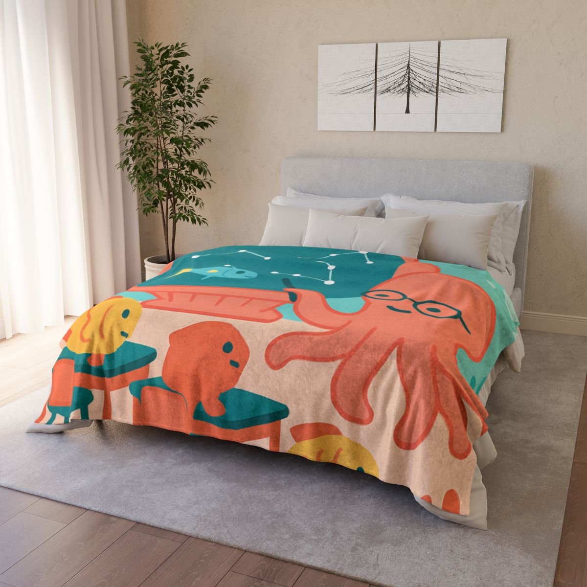 Cosmic Coral Classroom designer printed blankets