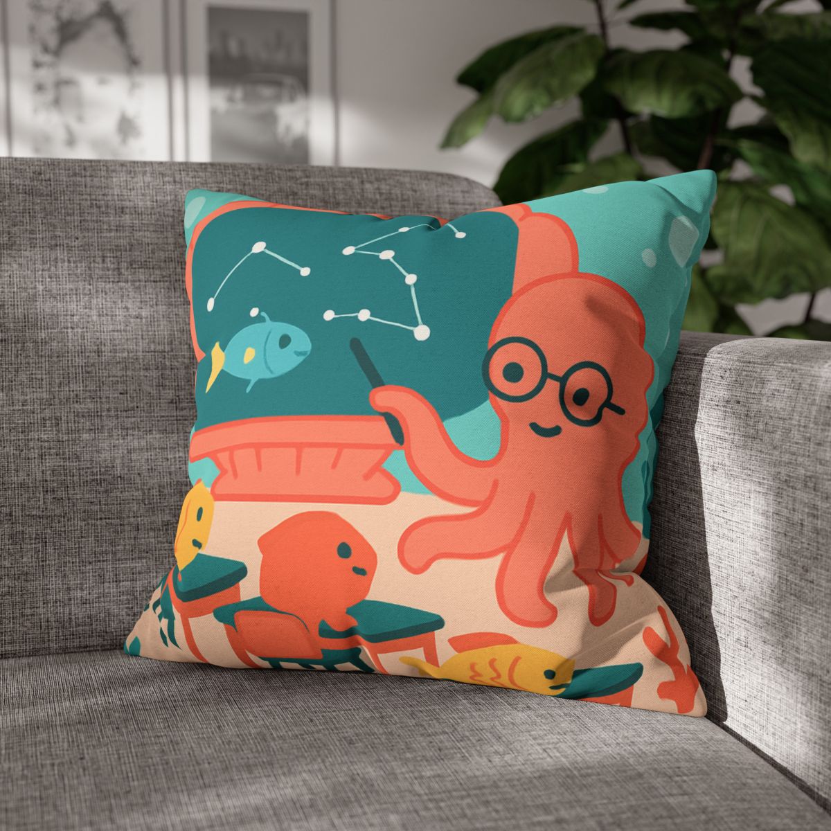 Cosmic Coral Classroom soft cotton pillow cases