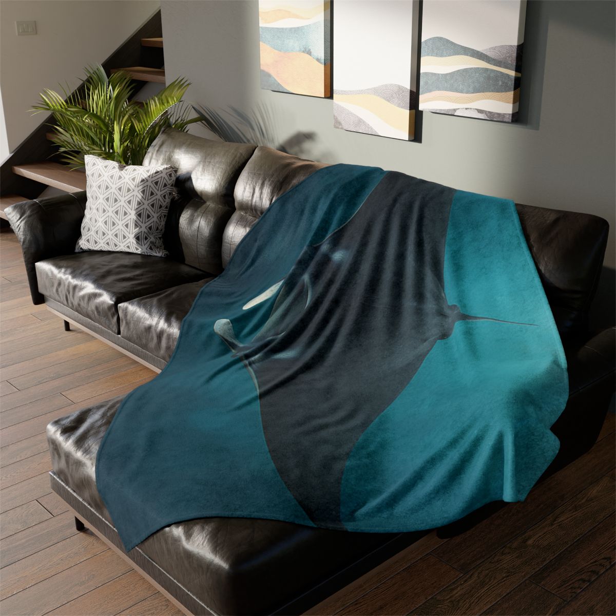 Cosmic Glide Manta Ray personalized cozy blankets