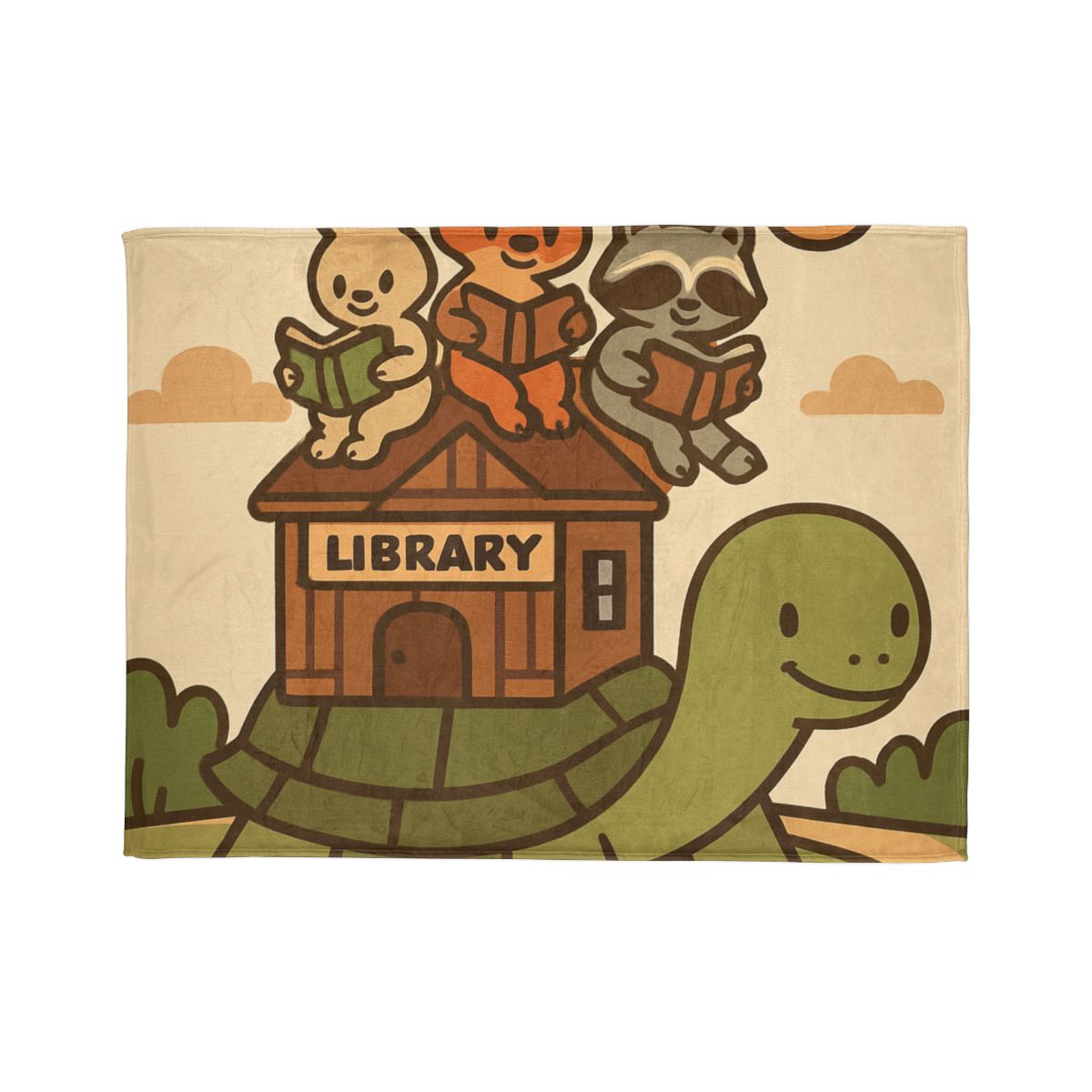 Time Traveling Turtle Library designer printed blankets