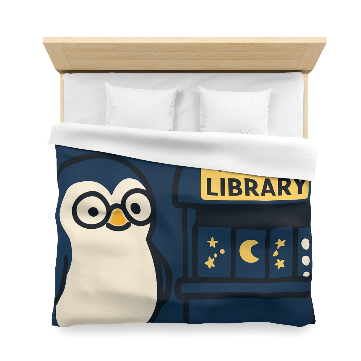 Moonlight Library Run By A Wise Penguin Astronomer stylish duvet covers
