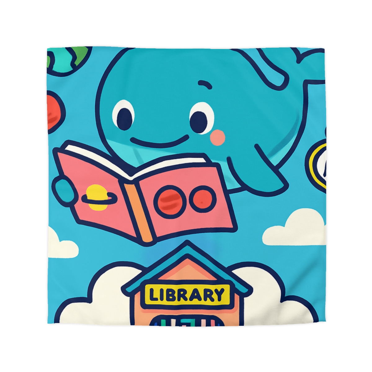 Nebula Library Sky Whale Reading Time unique patterned duvets