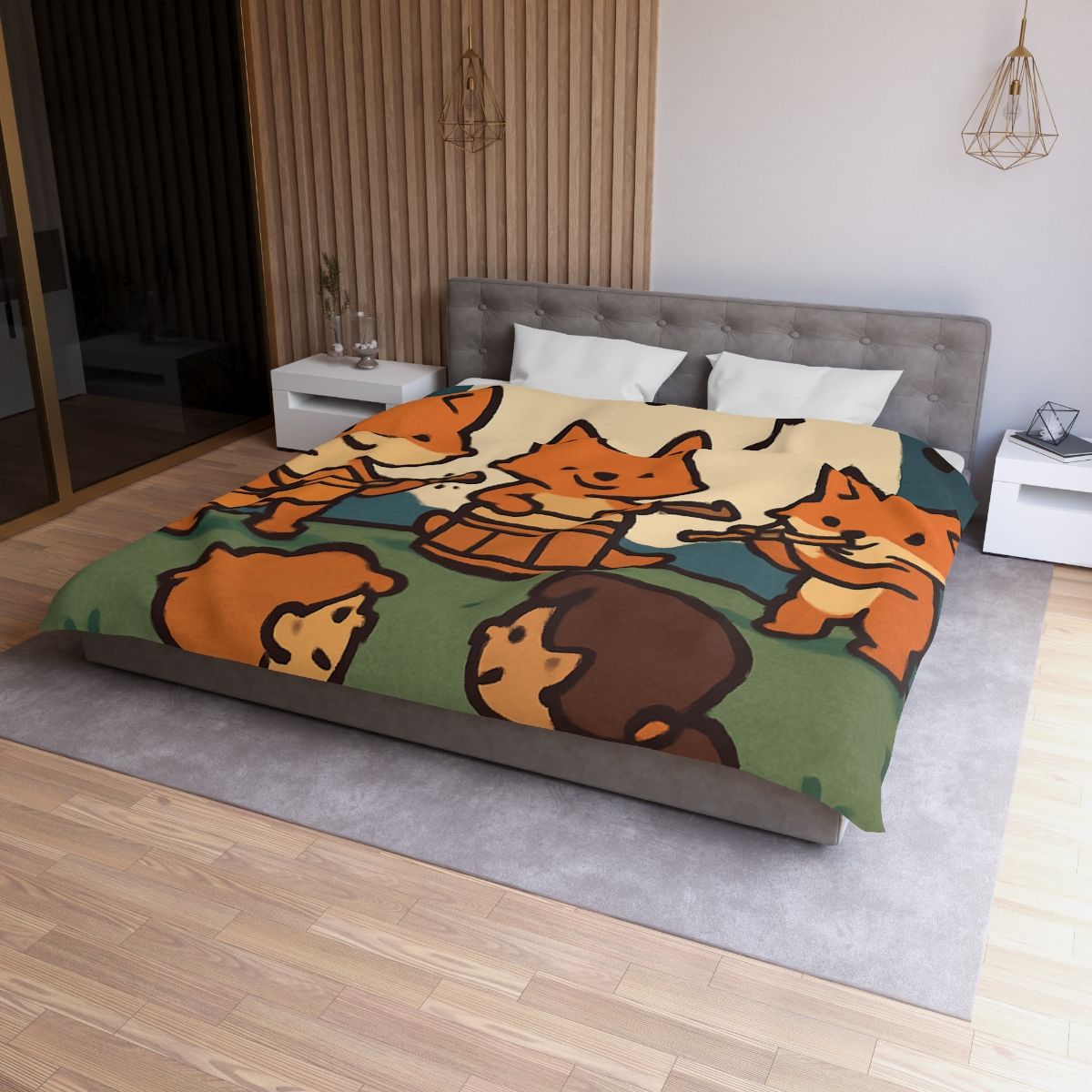 Moonlight Music Fox Band designer printed duvets
