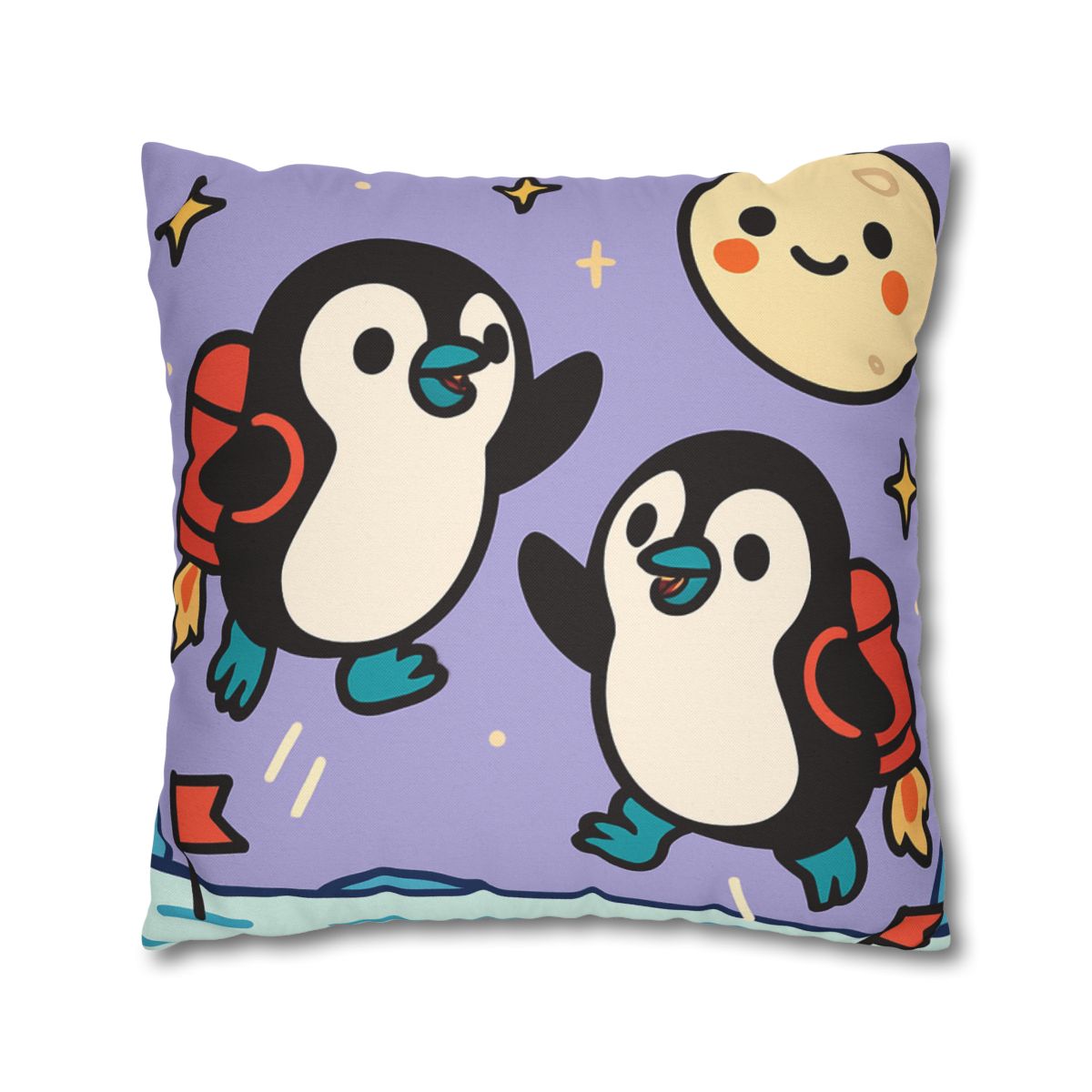 Rocket Penguin Explorers soft cotton pillow cases