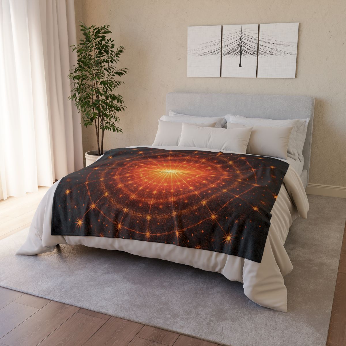 Photon Burst Mandala designer printed blankets