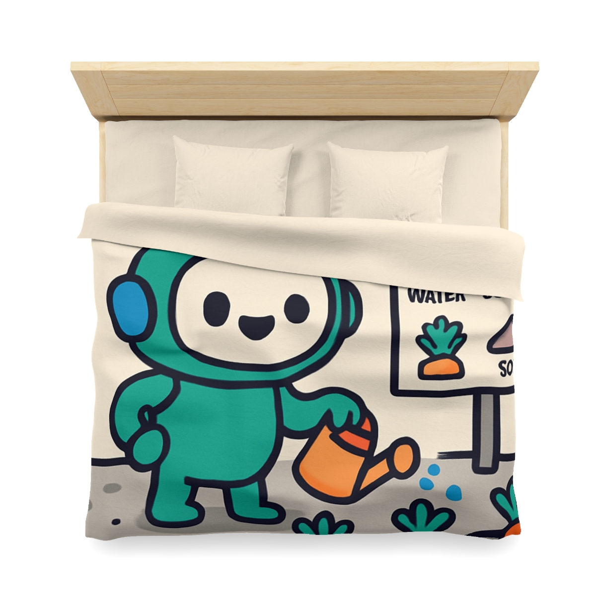 Moon Garden Robot Growing Crater Carrots custom duvets