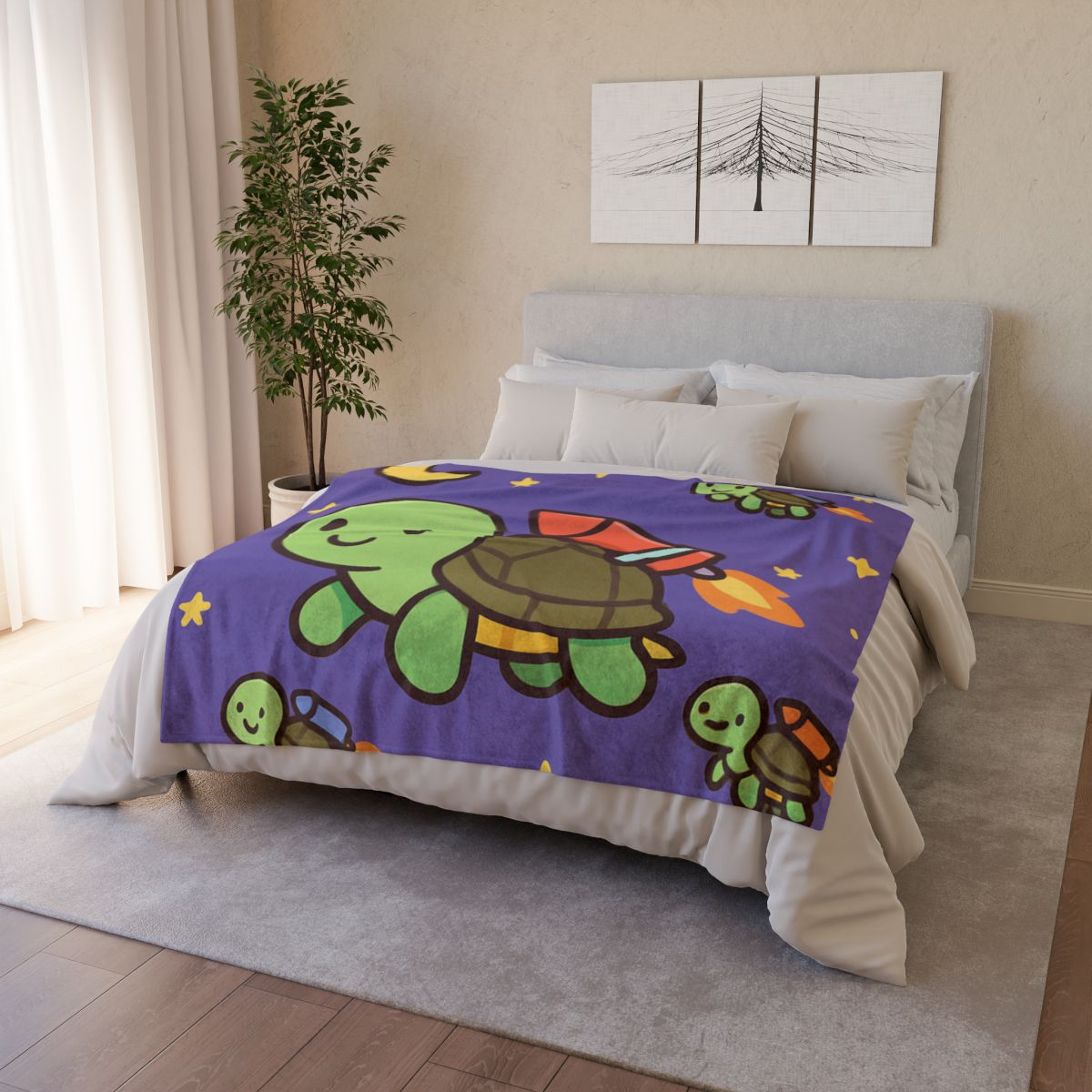 Rocket Powered Turtle Parade soft fleece blankets
