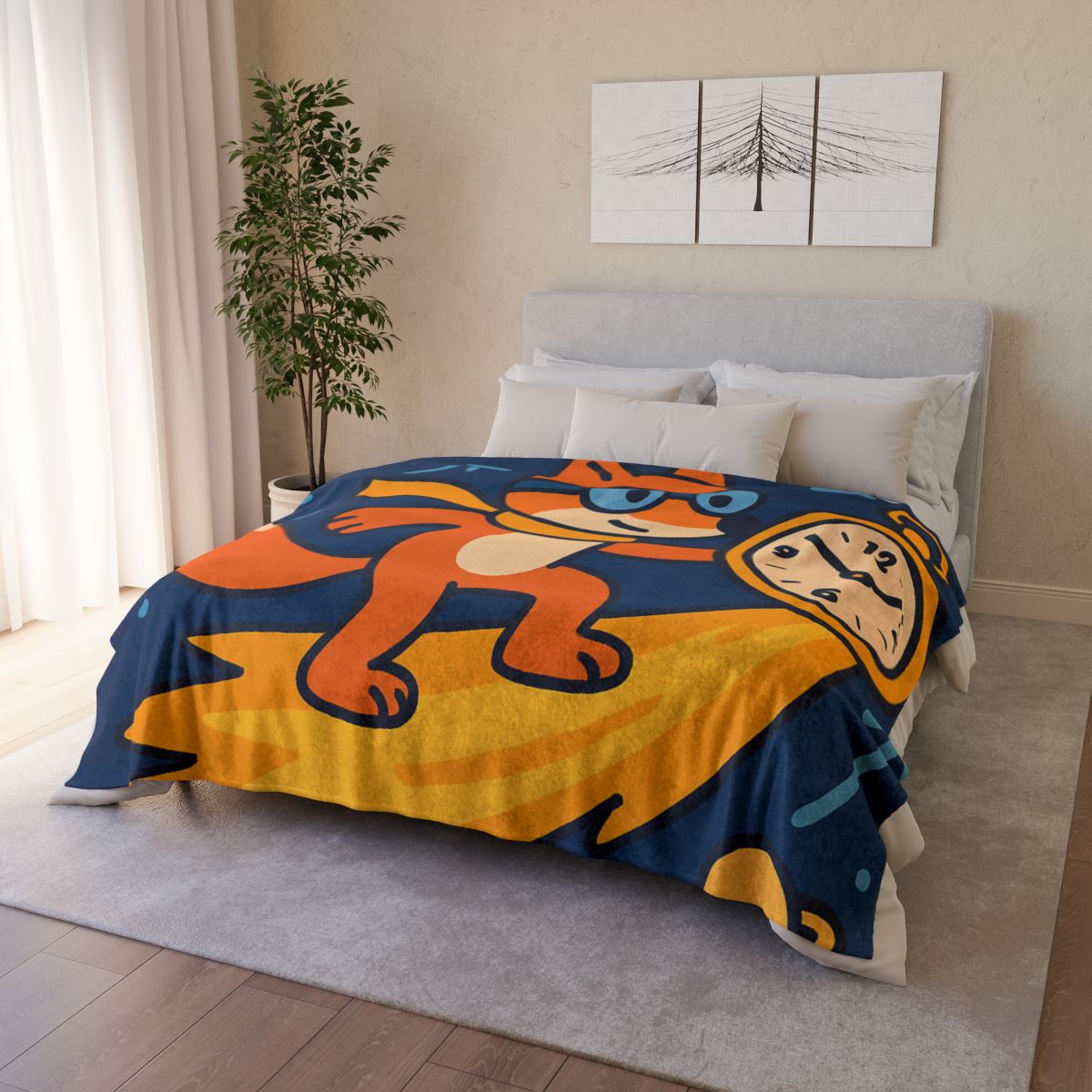 Time Traveling Comet Fox designer printed blankets