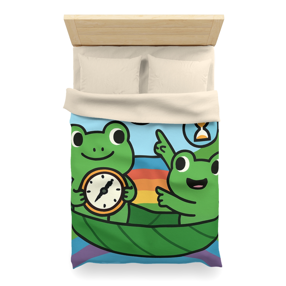 Rainbow River Time Travel Frogs duvets for gifts