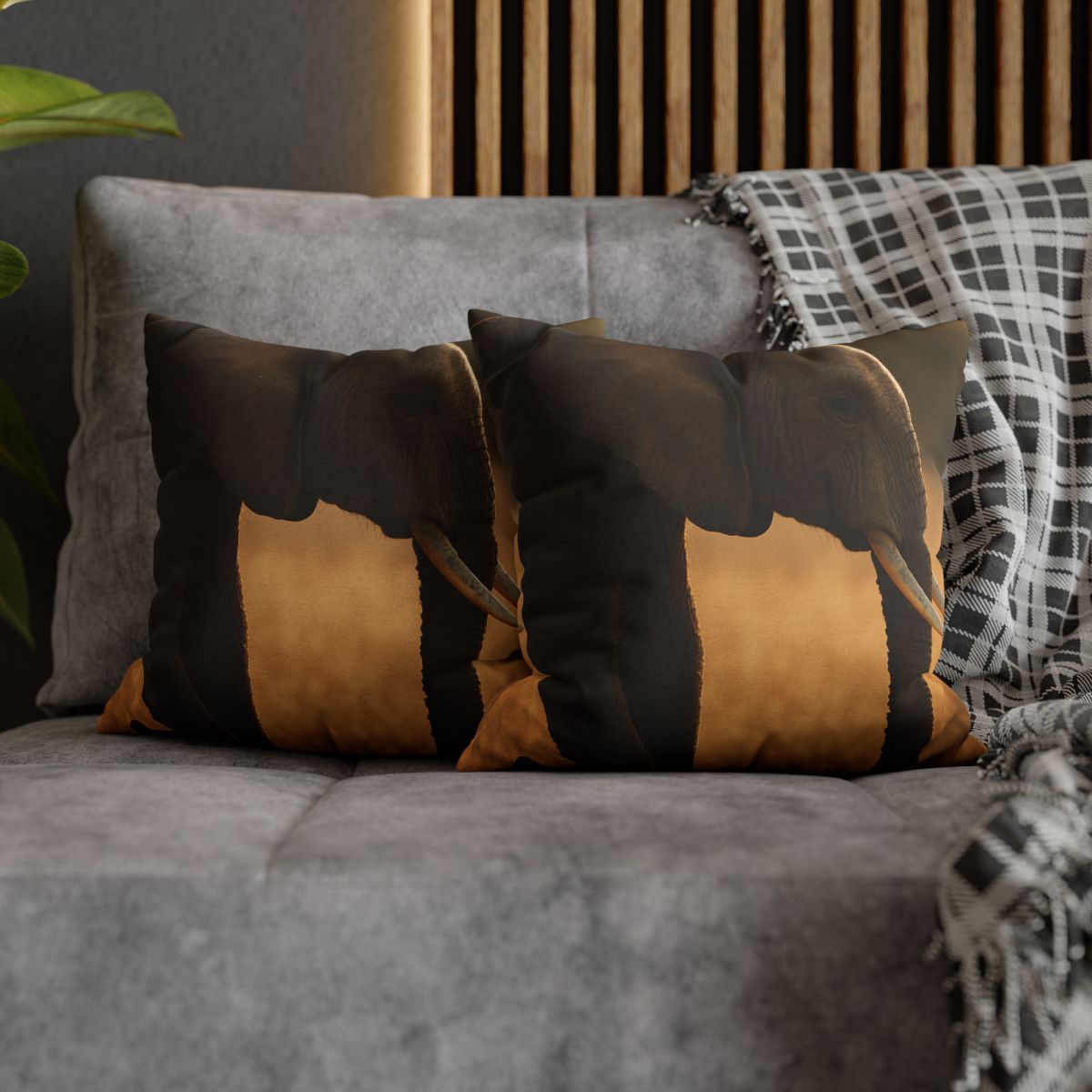 Gilded Horizon African Elephant soft cotton pillow cases