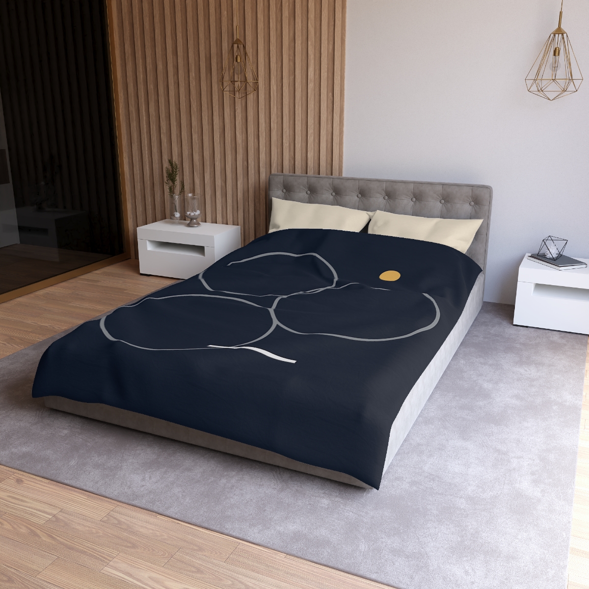 Three Rings With Shared Tangent Bar designer printed duvets