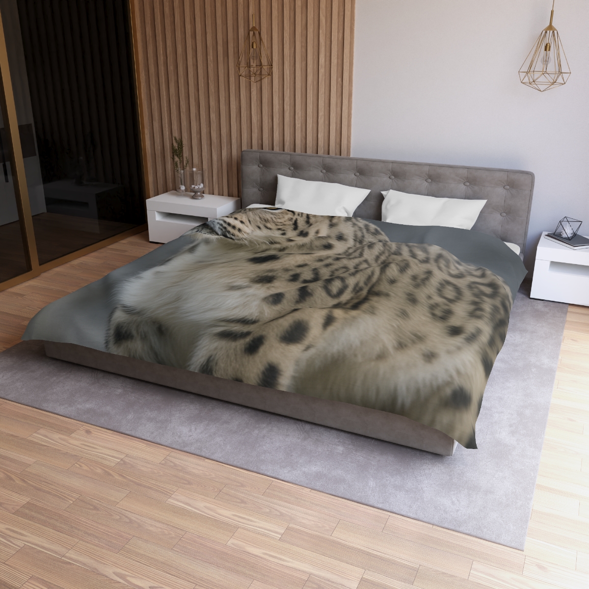 Snow Leopard Silent Summit designer printed duvets
