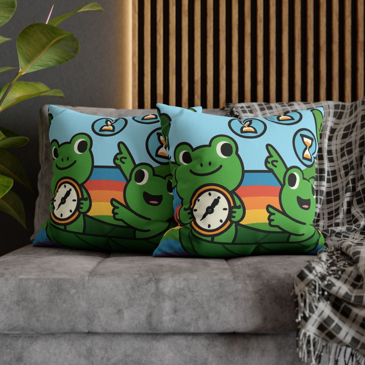 Rainbow River Time Travel Frogs custom pillow cases