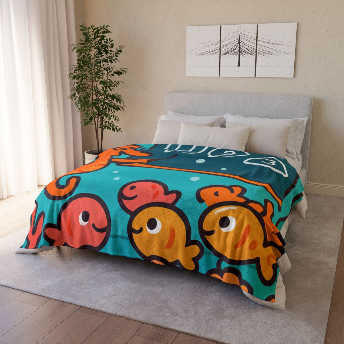 Coral Classroom With The Seahorse Teacher soft fleece blankets