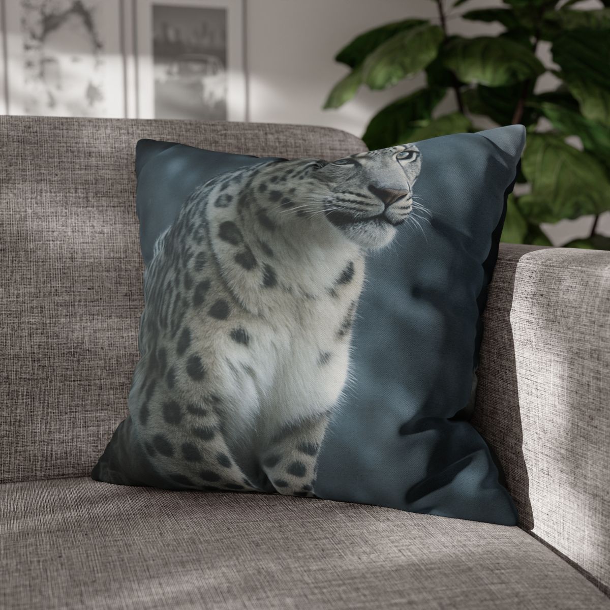 Crest Of Silence Snow Leopard soft cotton pillow cases