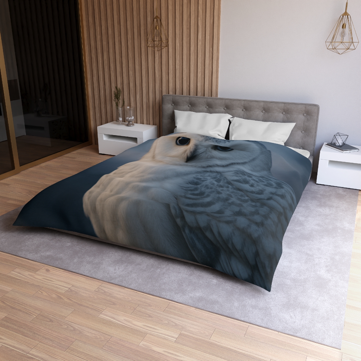 Twilight Watcher Snowy Owl personalized bedding duvets
