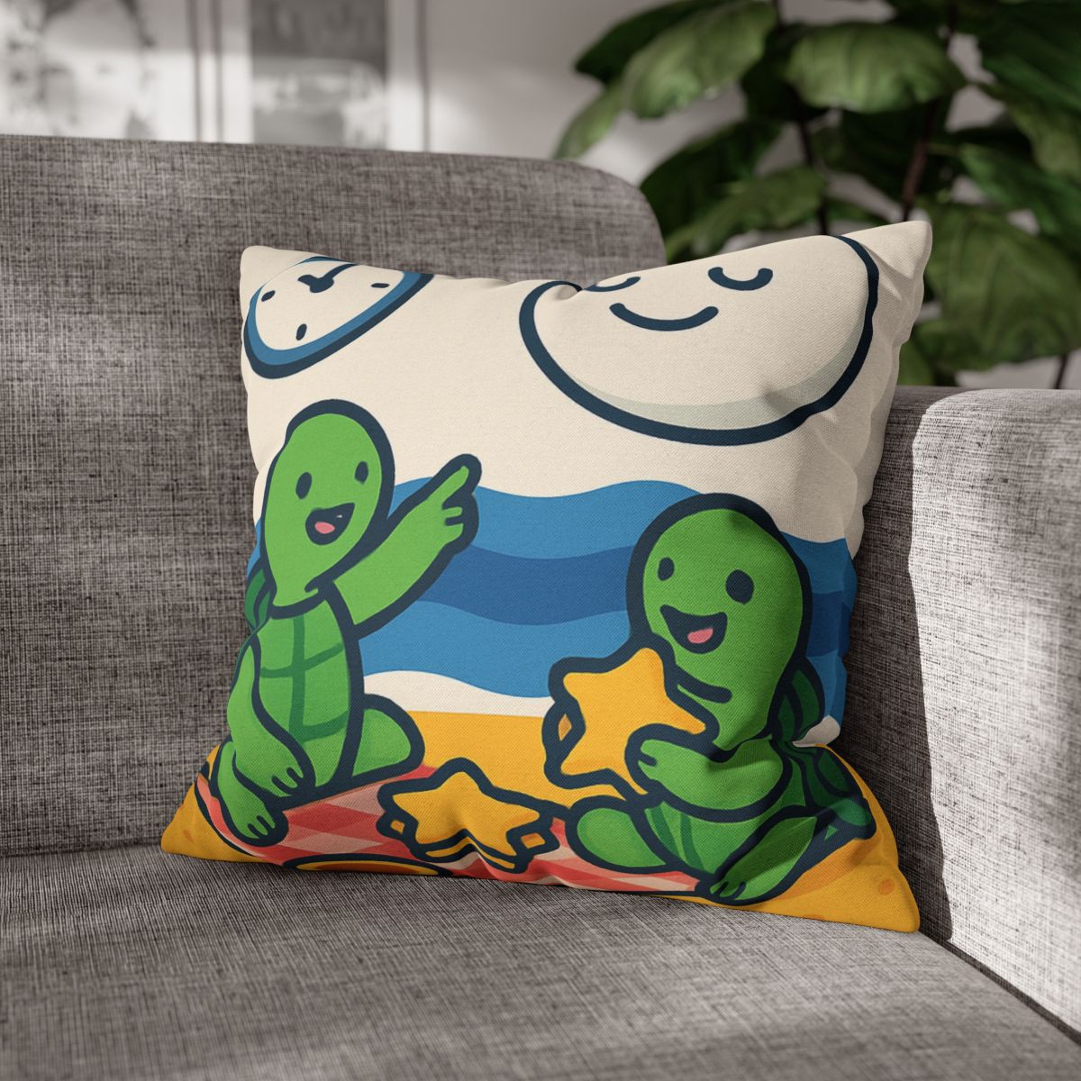 Moon Turtles Tide Time Picnic personalized pillow covers
