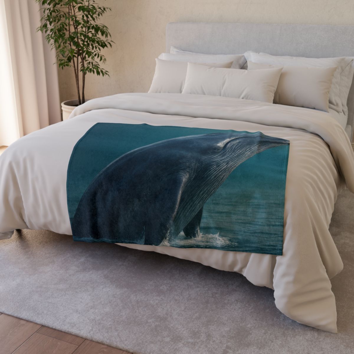 Ocean Song Blue Whale soft fleece blankets