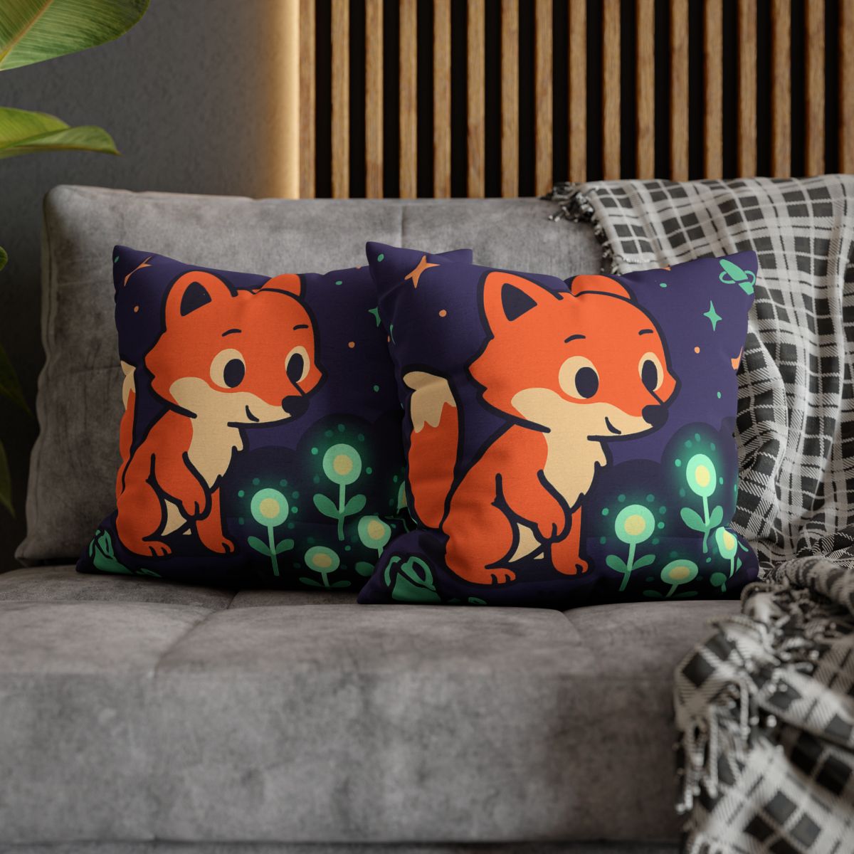 Galaxy Garden Fox personalized pillow covers