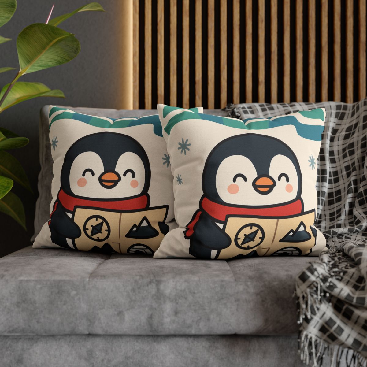 Polar Lights Penguin Map Quest comfortable bedding pillow covers