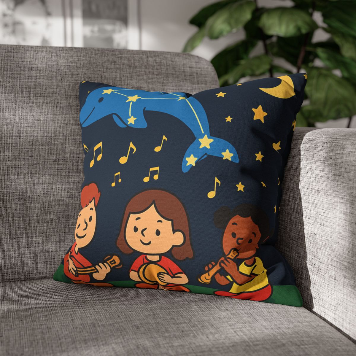 Starlight Orchestra Of The Dolphin Constellation designer print pillow cases
