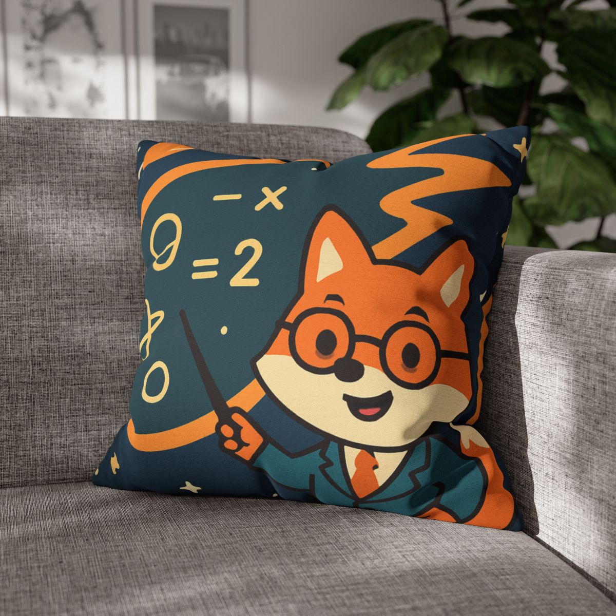 Comet Classroom With A Curious Fox designer print pillow cases