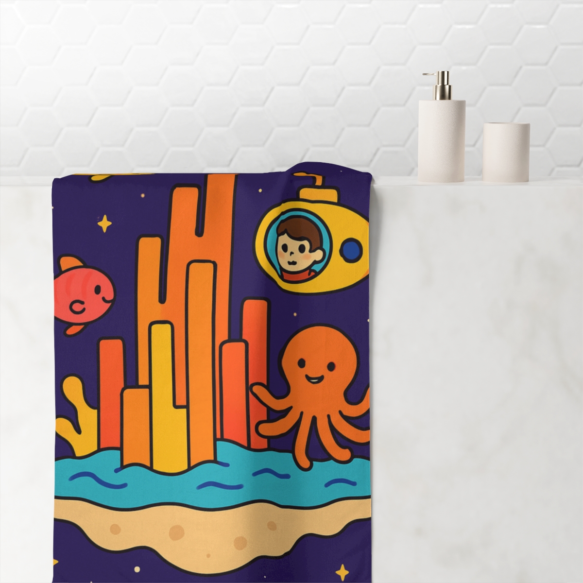 Cosmic Coral Reef City unique gift towels