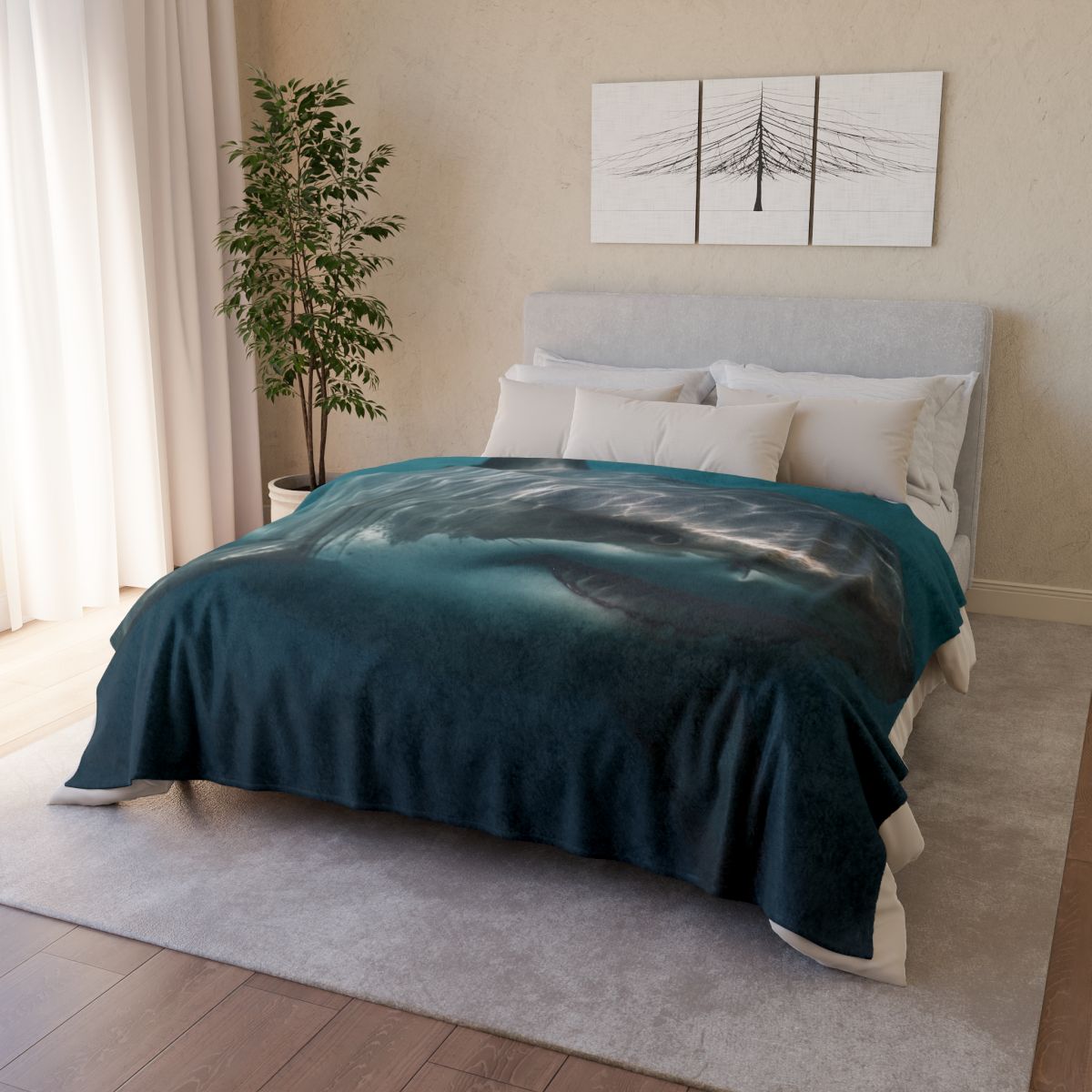 Silent Hunter Great White Shark designer printed blankets