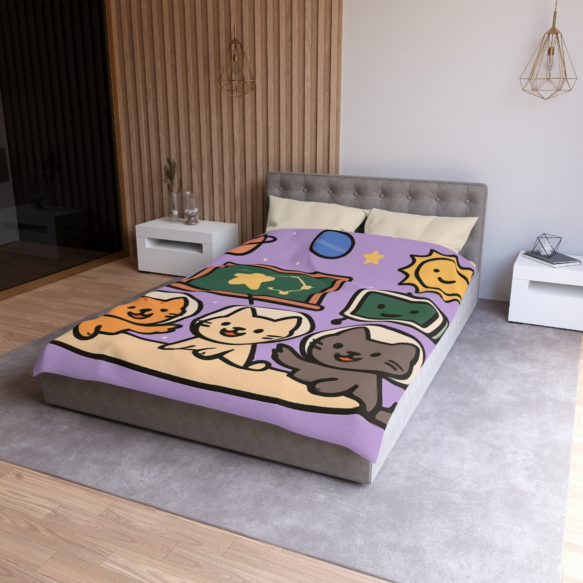 Space School Astronaut Cats unique patterned duvets