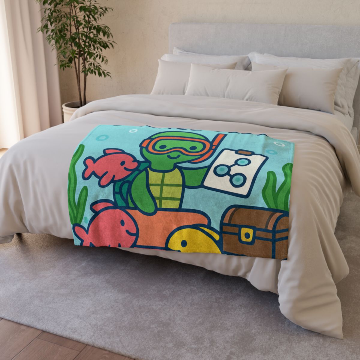 Coral Reef Science Club Turtle stylish throw blankets
