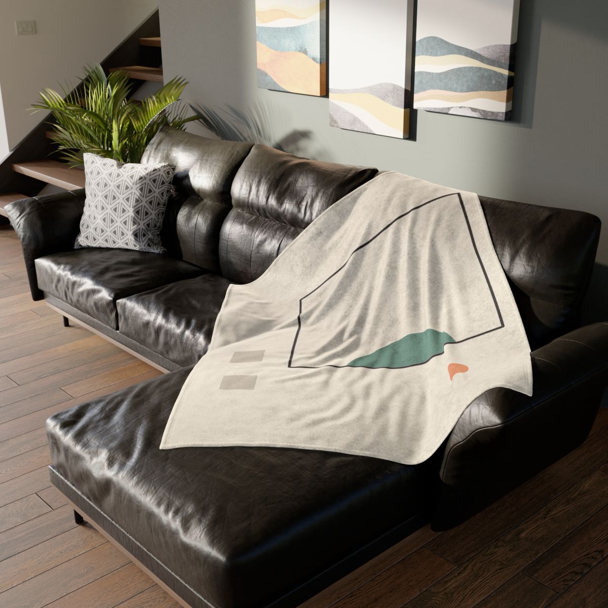 Offset Frame And Crescent Pause designer printed blankets