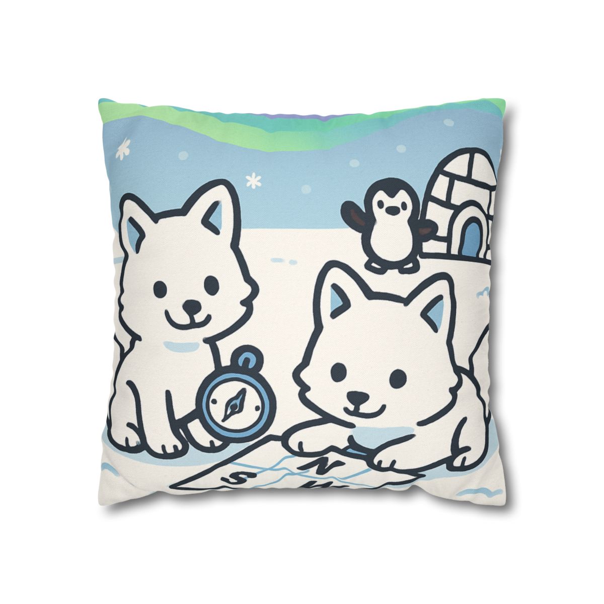 Polar Aurora Map Makers trendy patterned pillow cases
