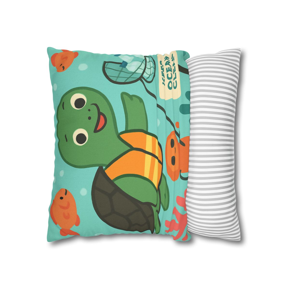 Coral Cleanup Turtle Patrol soft cotton pillow cases