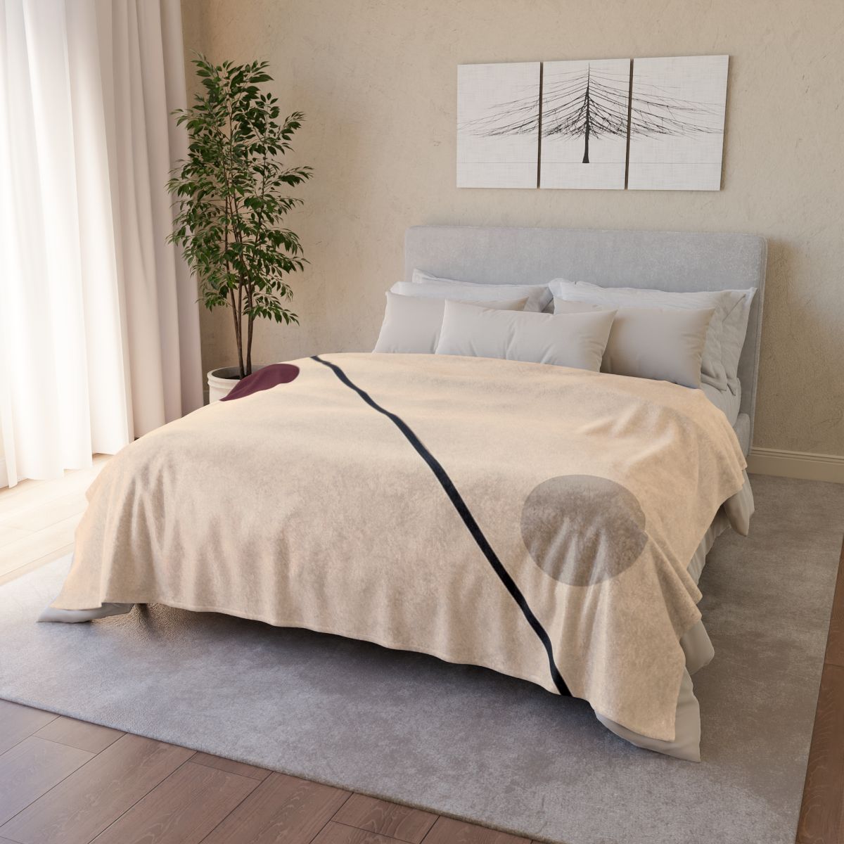 Diagonal Line And Twin Circles soft fleece blankets