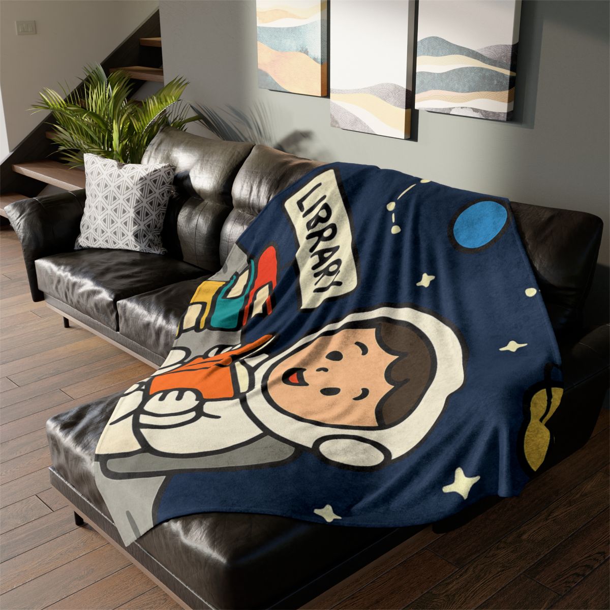 Galaxy Library On The Moon warm winter blankets