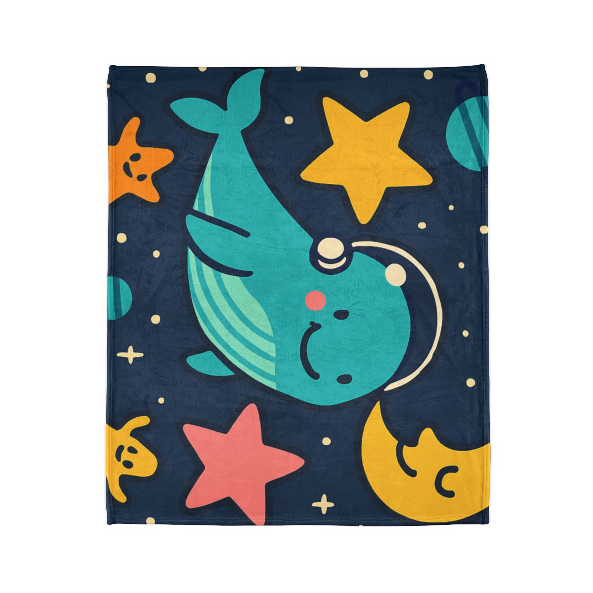 Starship Space Whale Adventure soft fleece blankets