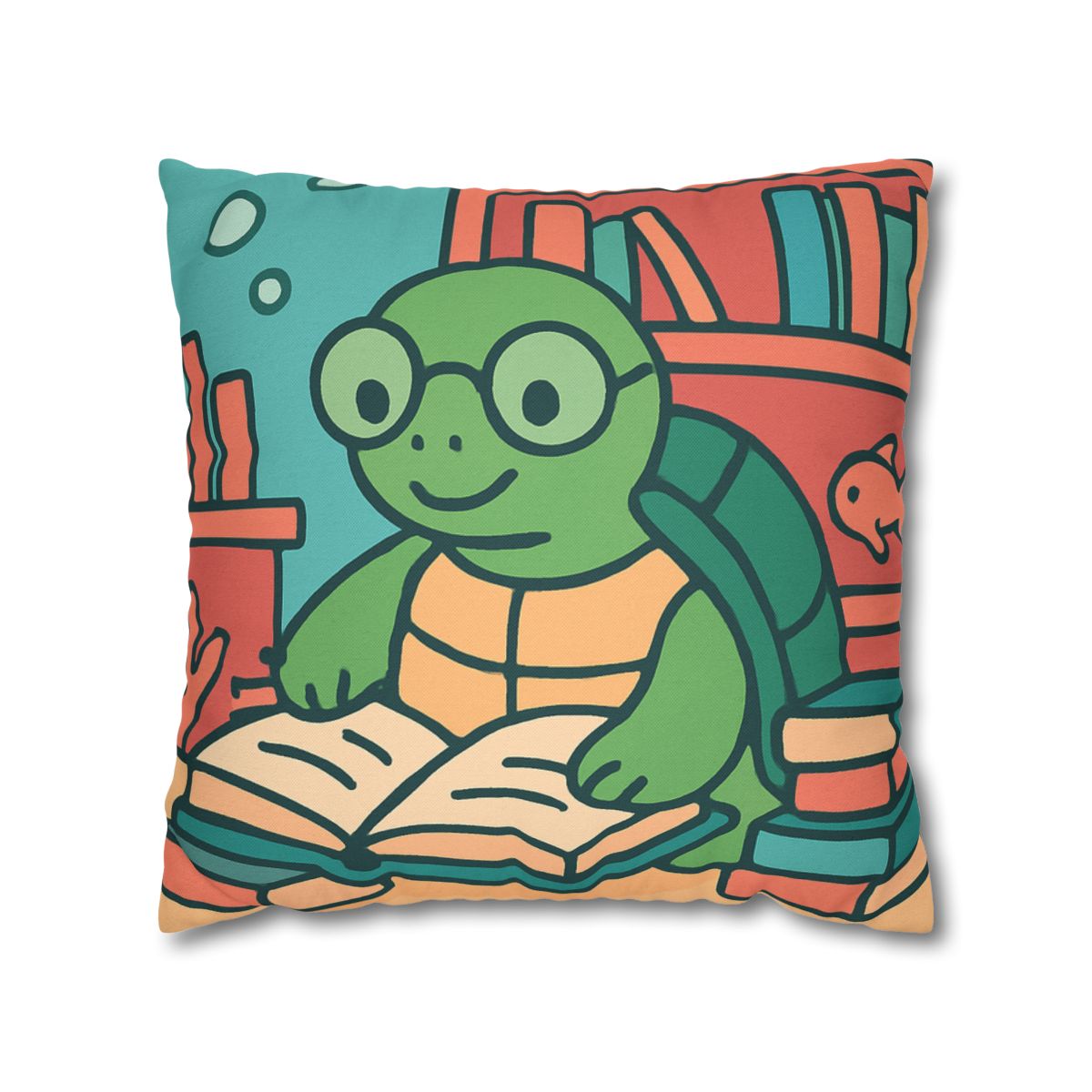 Underwater Library With Bookish Turtle unique gift pillow cases