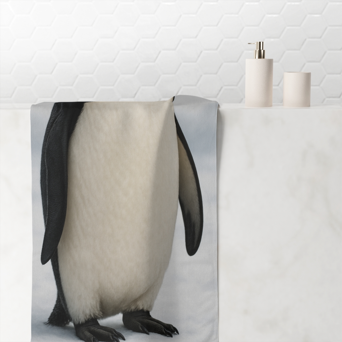 Polar Halo Emperor Penguin comfortable face towels