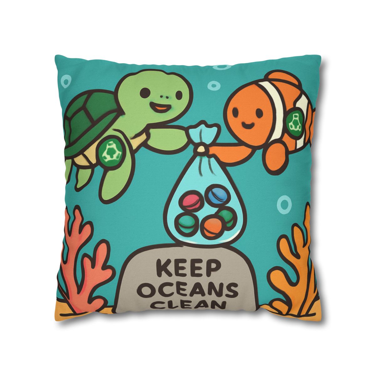 Coral Reef Cleanup Crew soft cotton pillow cases