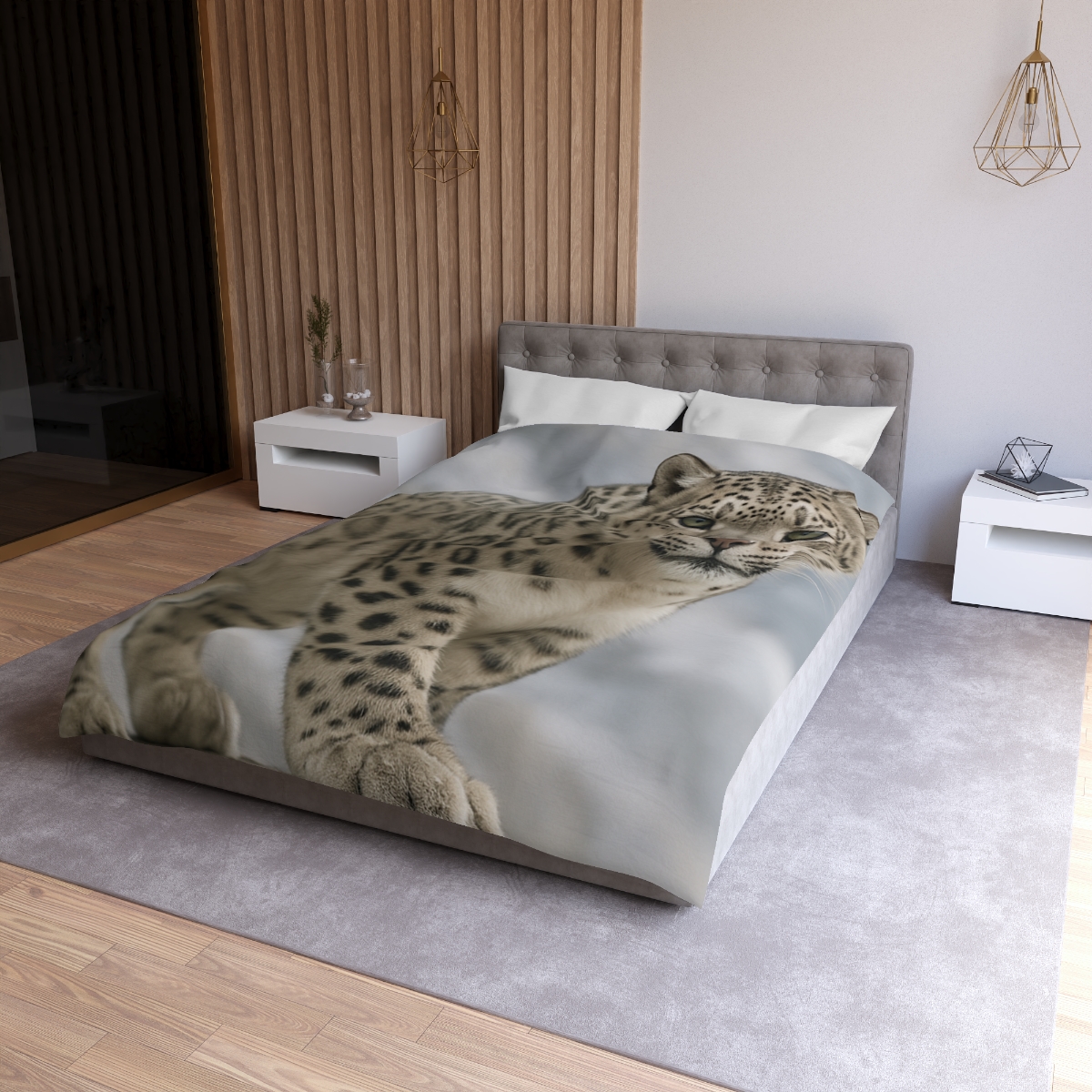 Snow Leopard Silent Ascent soft comforter duvets