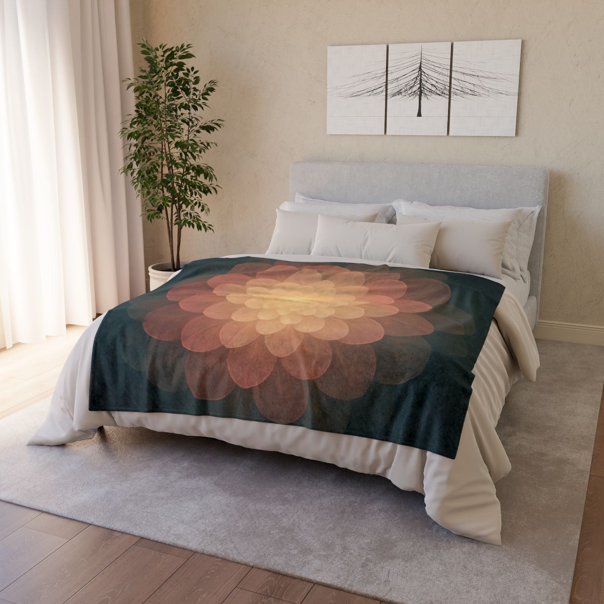 Celestial Petal Halo soft fleece blankets